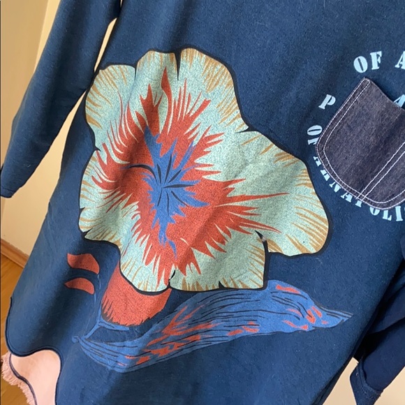 Mixed materials tunic, high-low hem tunic - Picture 5 of 5